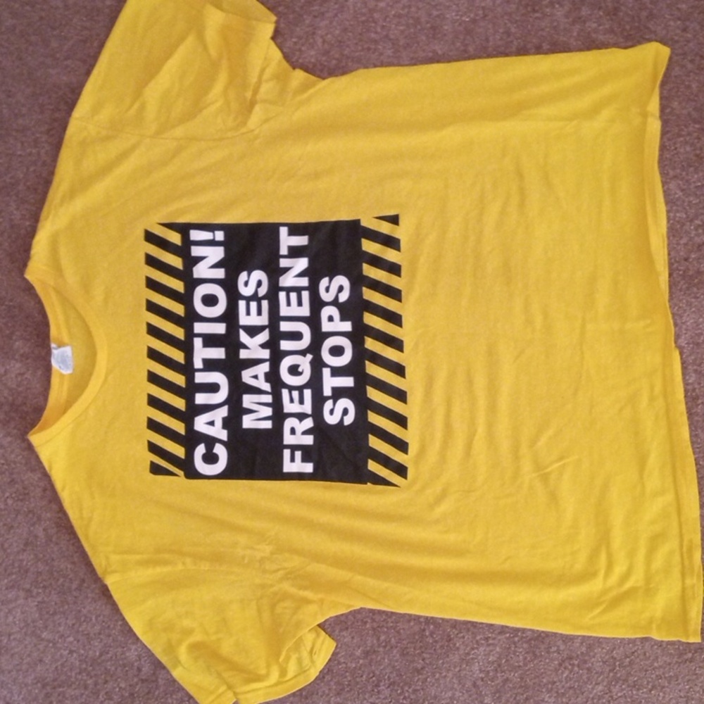 Yellow caution makes frequent stop shirt extra large